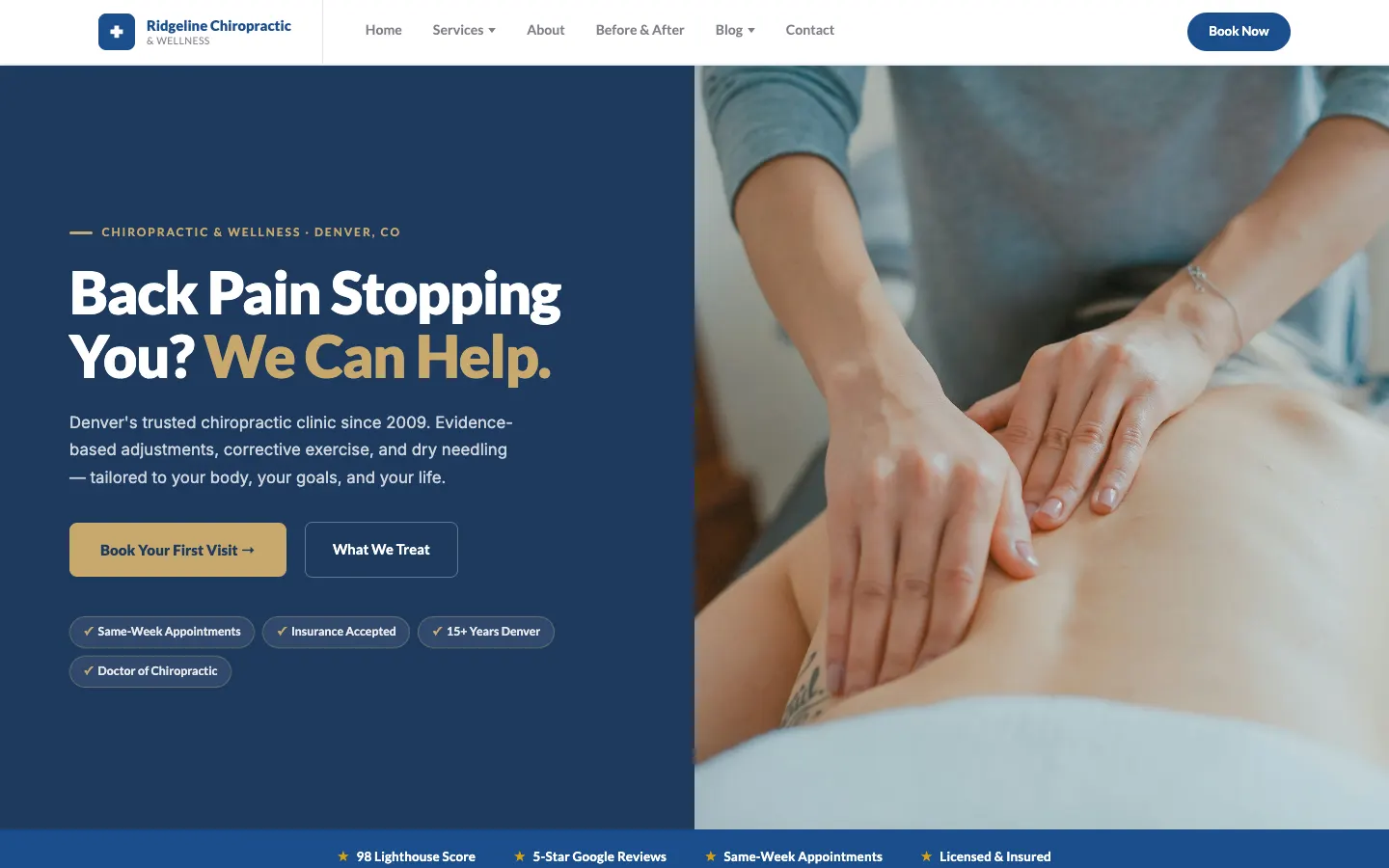 Ridgeline Chiropractic & Wellness — headless demo site built on WorkspaceCMS