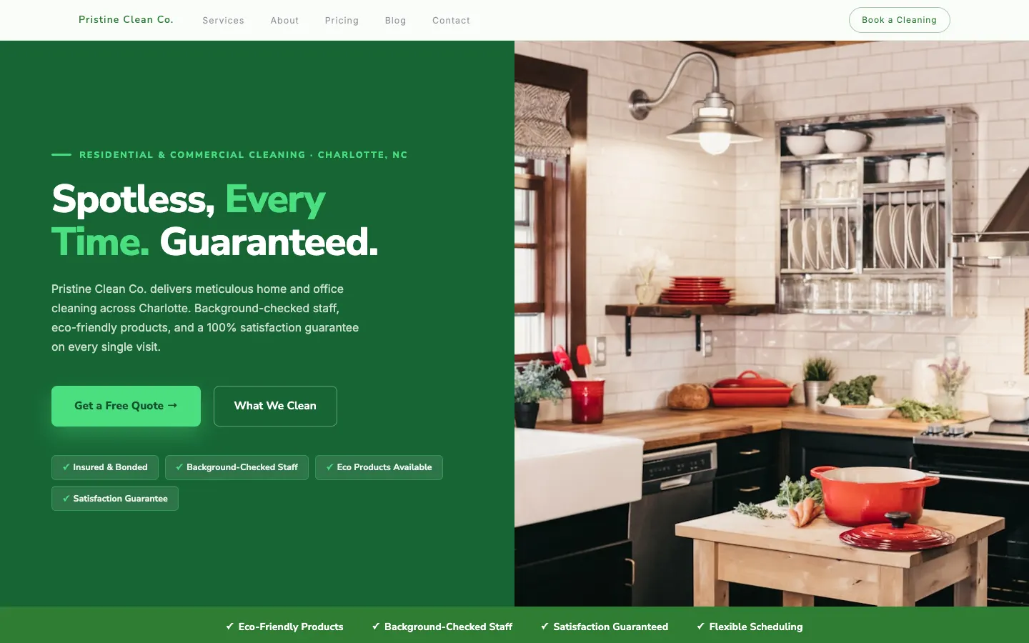Pristine Clean Co. — headless demo site built on WorkspaceCMS