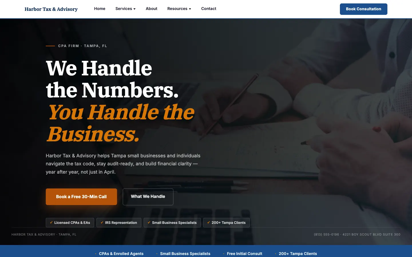 Harbor Tax & Advisory — headless demo site built on WorkspaceCMS