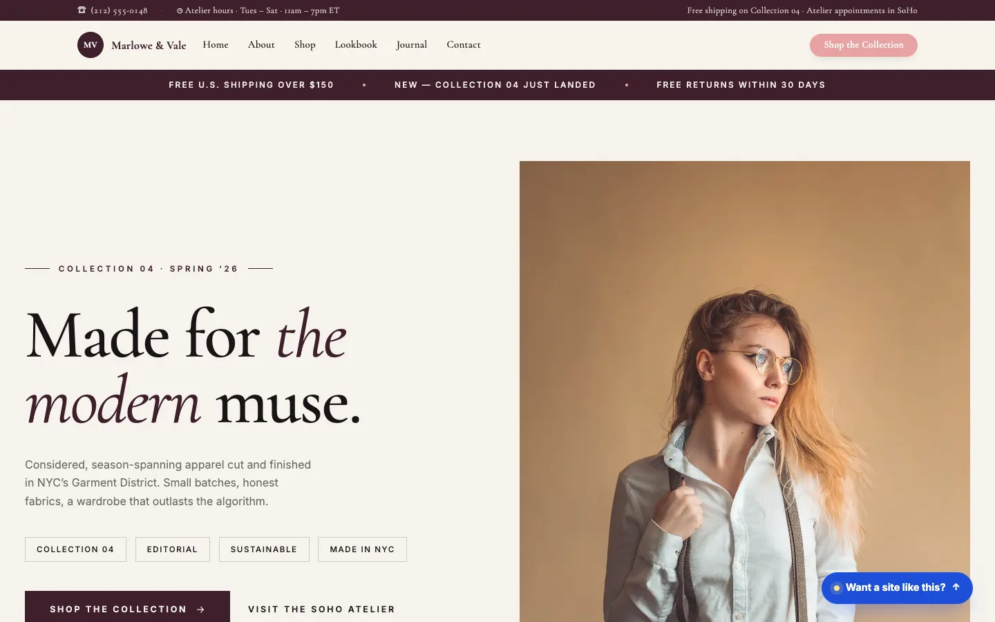 Marlowe & Vale — headless demo site built on Workspace CMS