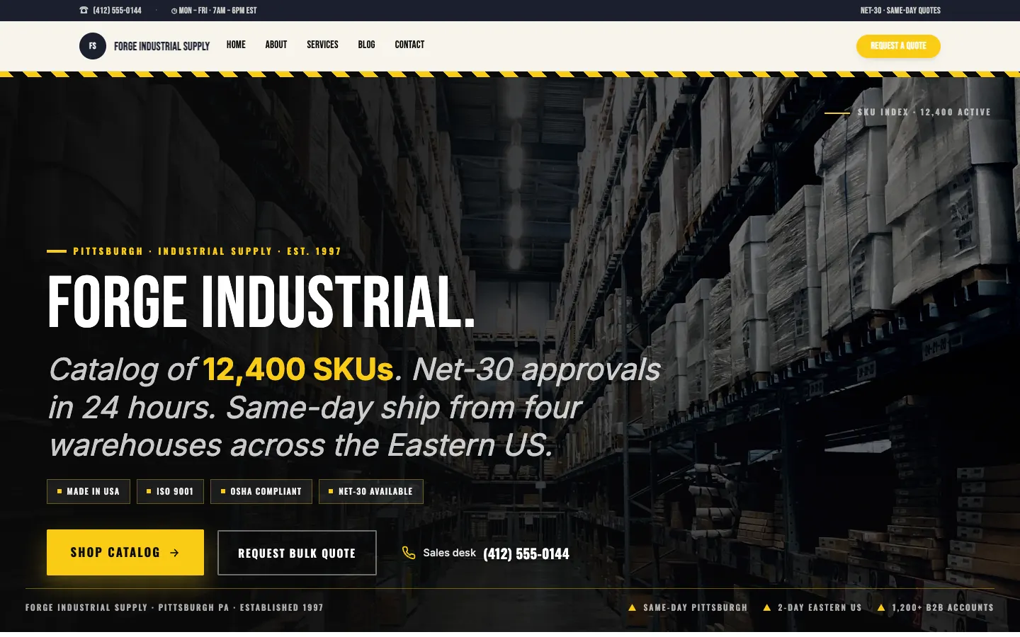 Forge Industrial Supply — headless demo site built on Workspace CMS
