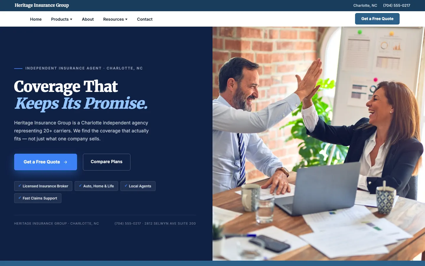 Heritage Insurance Group — headless demo site built on WorkspaceCMS