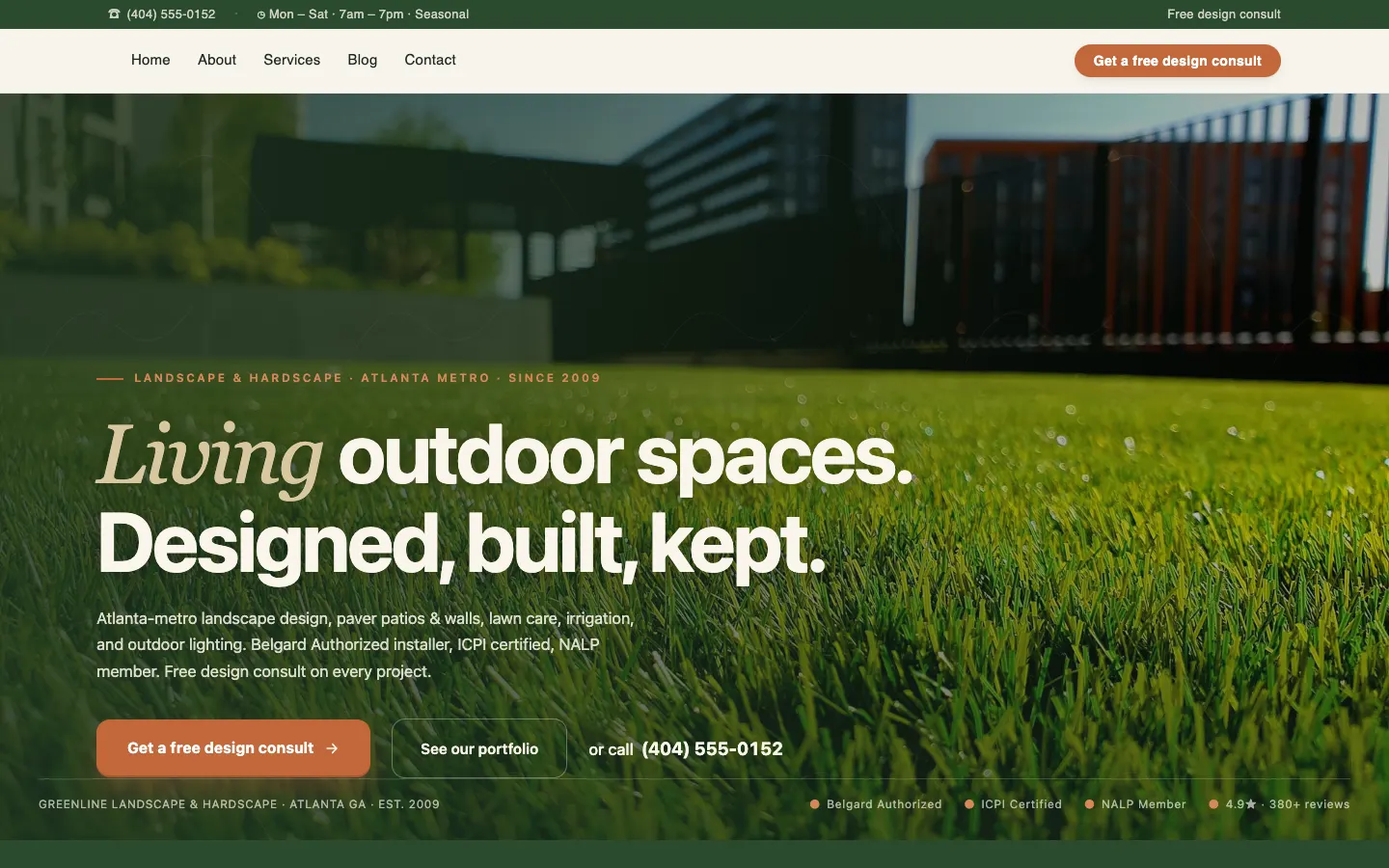 Greenline Landscape & Hardscape — headless demo site built on Workspace CMS