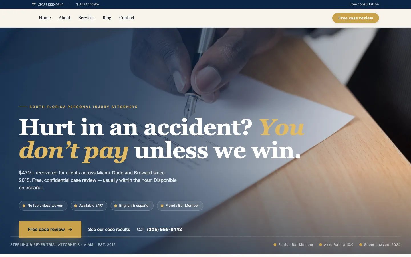 Sterling & Reyes Trial Attorneys — headless demo site built on Workspace CMS