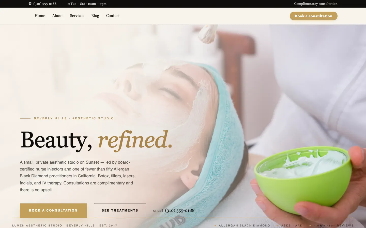 Lumen Aesthetic Studio — headless demo site built on Workspace CMS