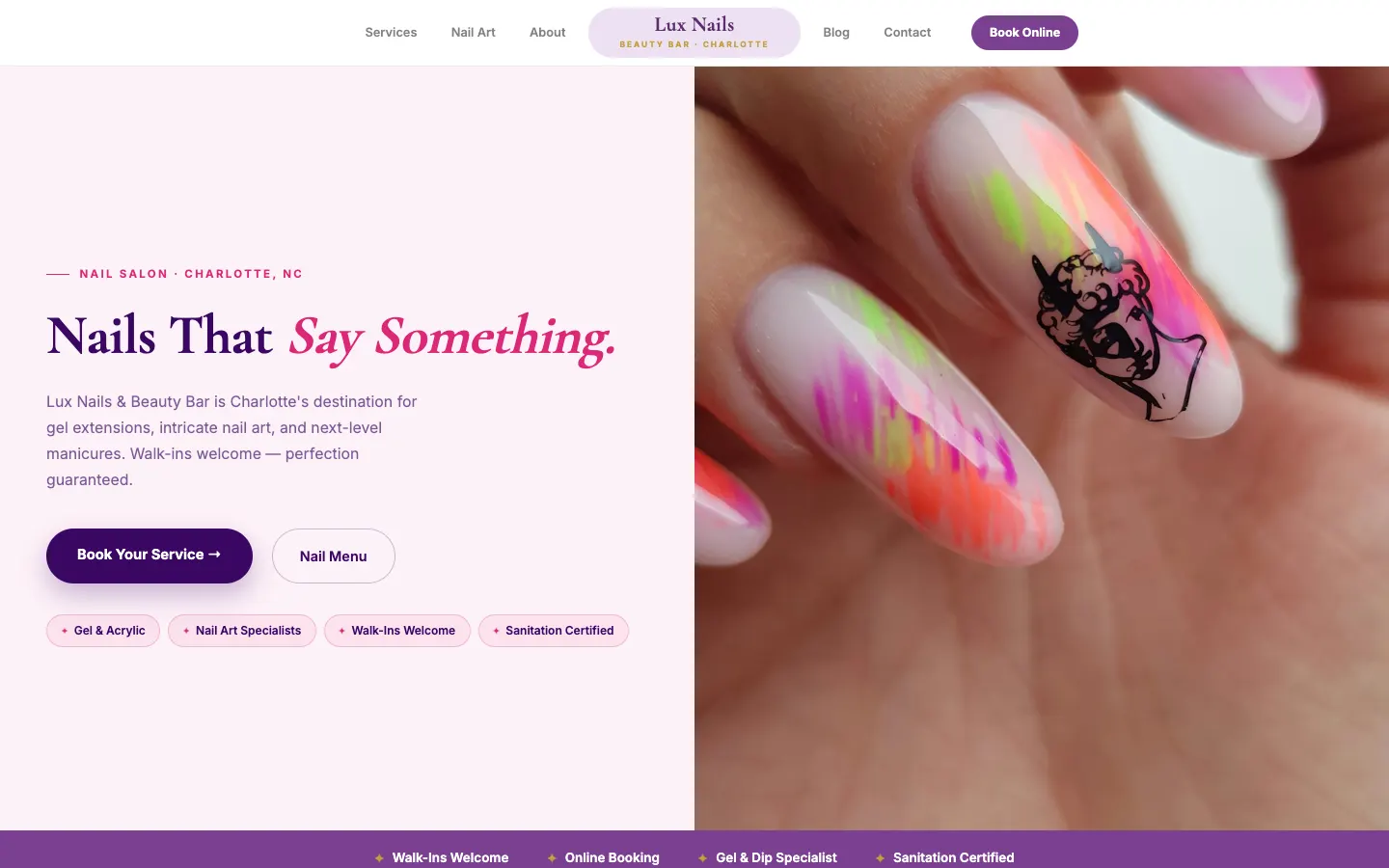 Lux Nails & Beauty Bar — headless demo site built on WorkspaceCMS