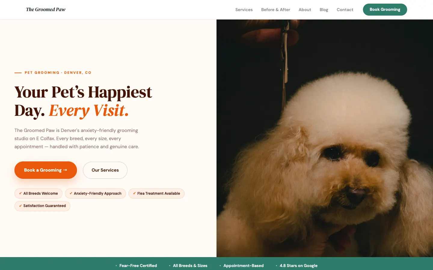 The Groomed Paw — headless demo site built on WorkspaceCMS