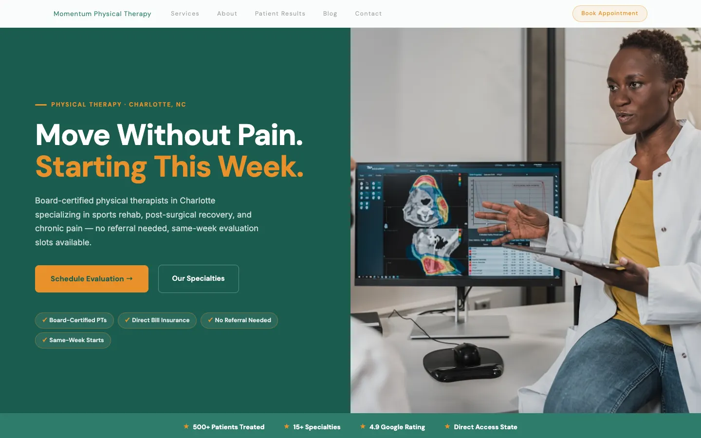 Momentum Physical Therapy — headless demo site built on WorkspaceCMS