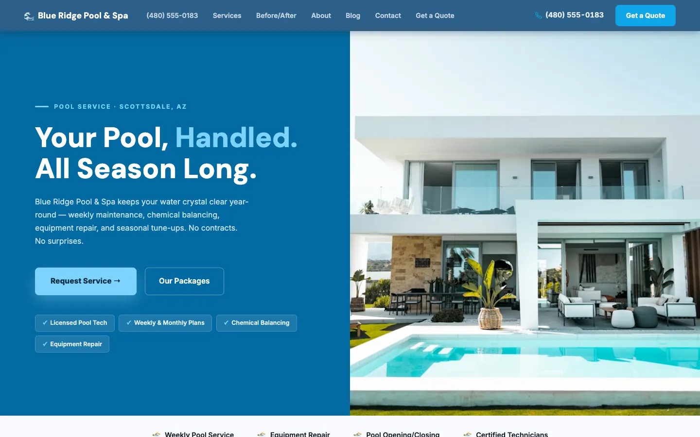 Blue Ridge Pool & Spa — headless demo site built on WorkspaceCMS