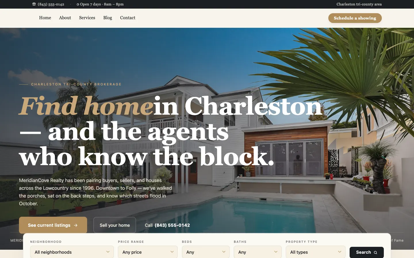MeridianCove Realty — headless demo site built on Workspace CMS