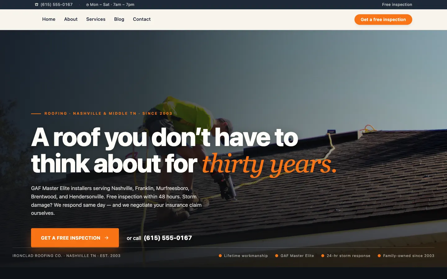 Ironclad Roofing Co. — headless demo site built on Workspace CMS