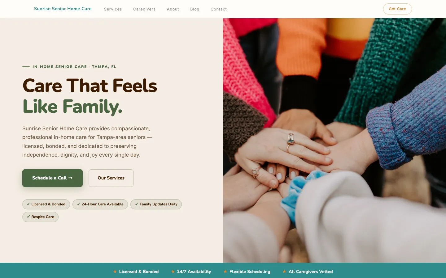 Sunrise Senior Home Care — headless demo site built on WorkspaceCMS