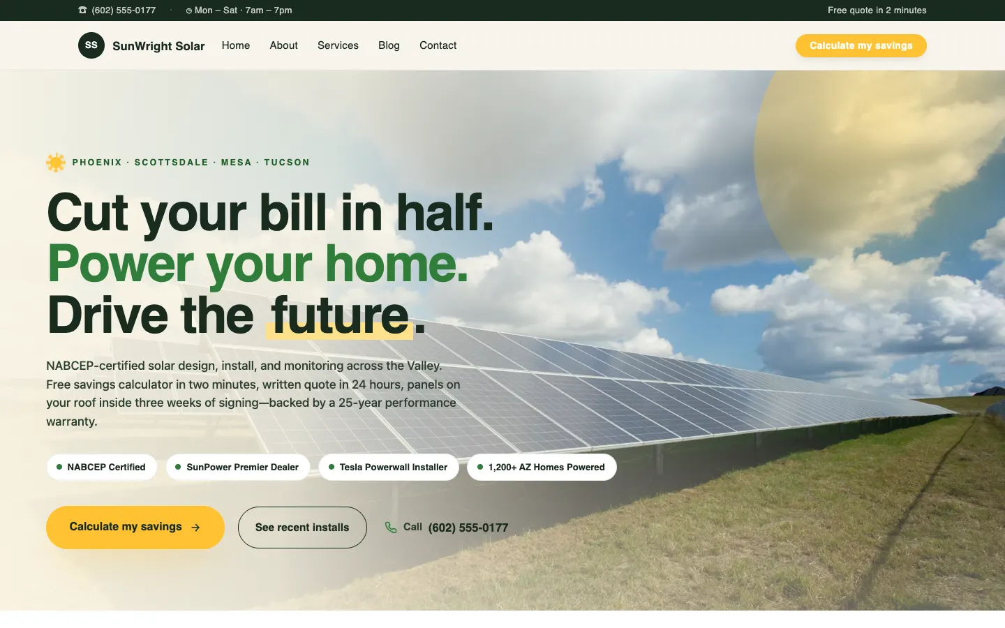 SunWright Solar — headless demo site built on Workspace CMS