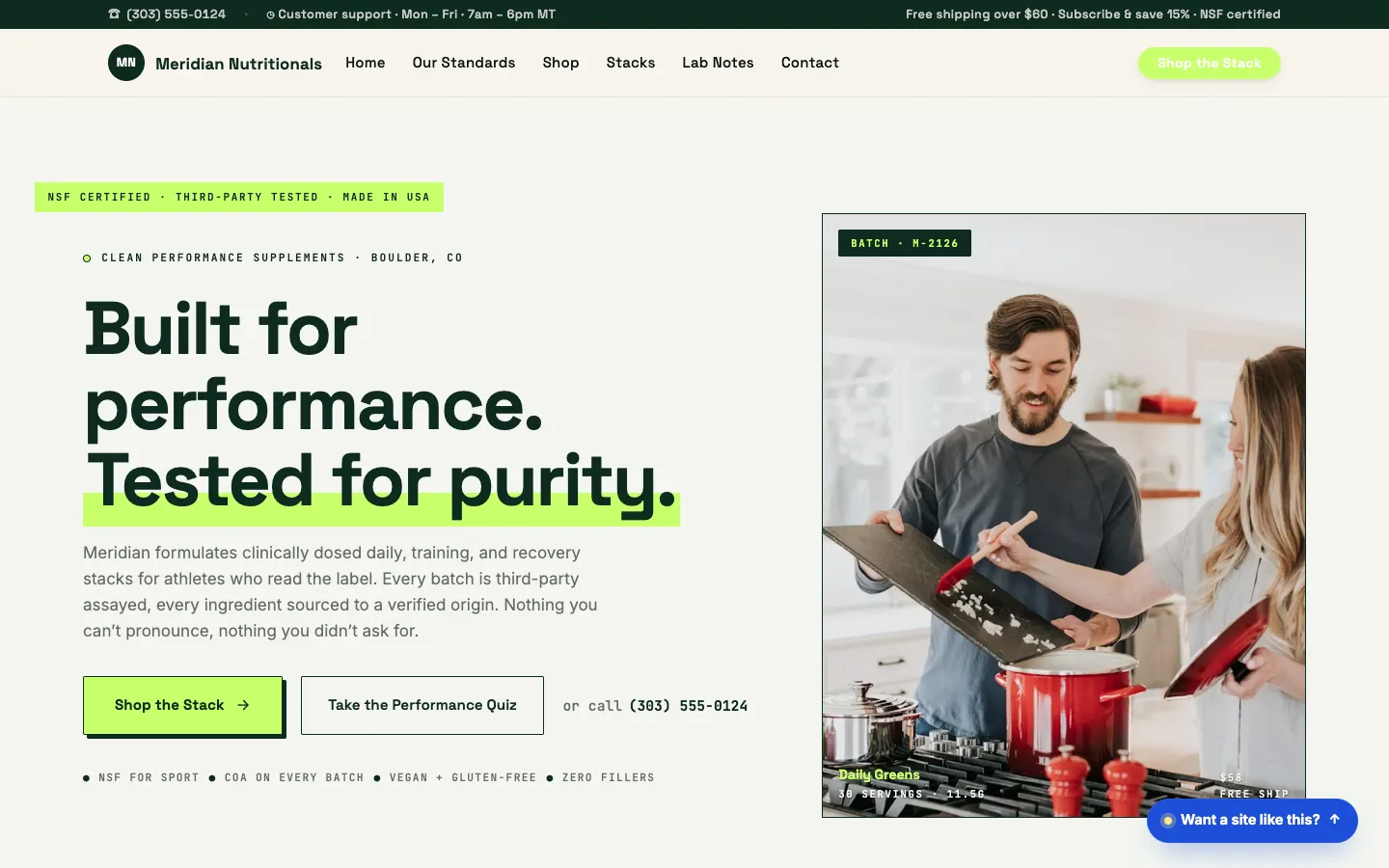 Meridian Nutritionals — headless demo site built on Workspace CMS