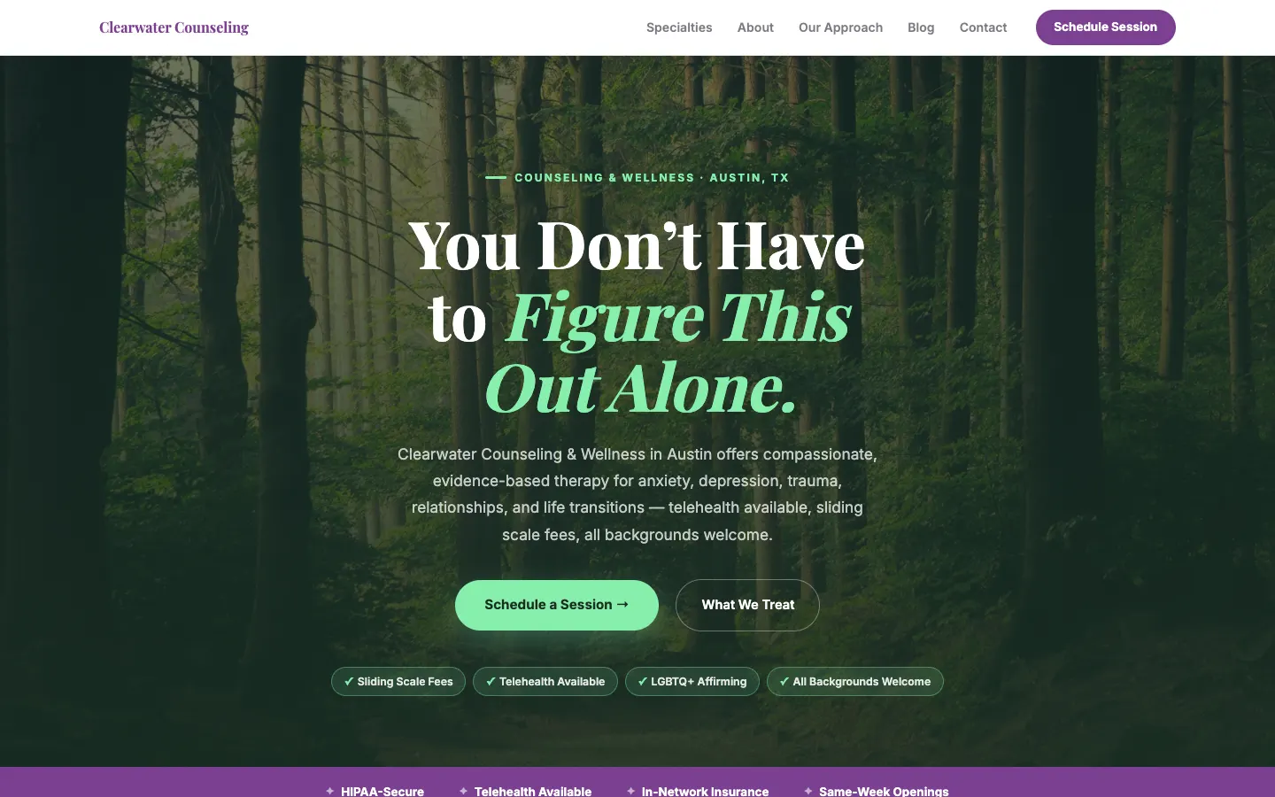 Clearwater Counseling & Wellness — headless demo site built on WorkspaceCMS