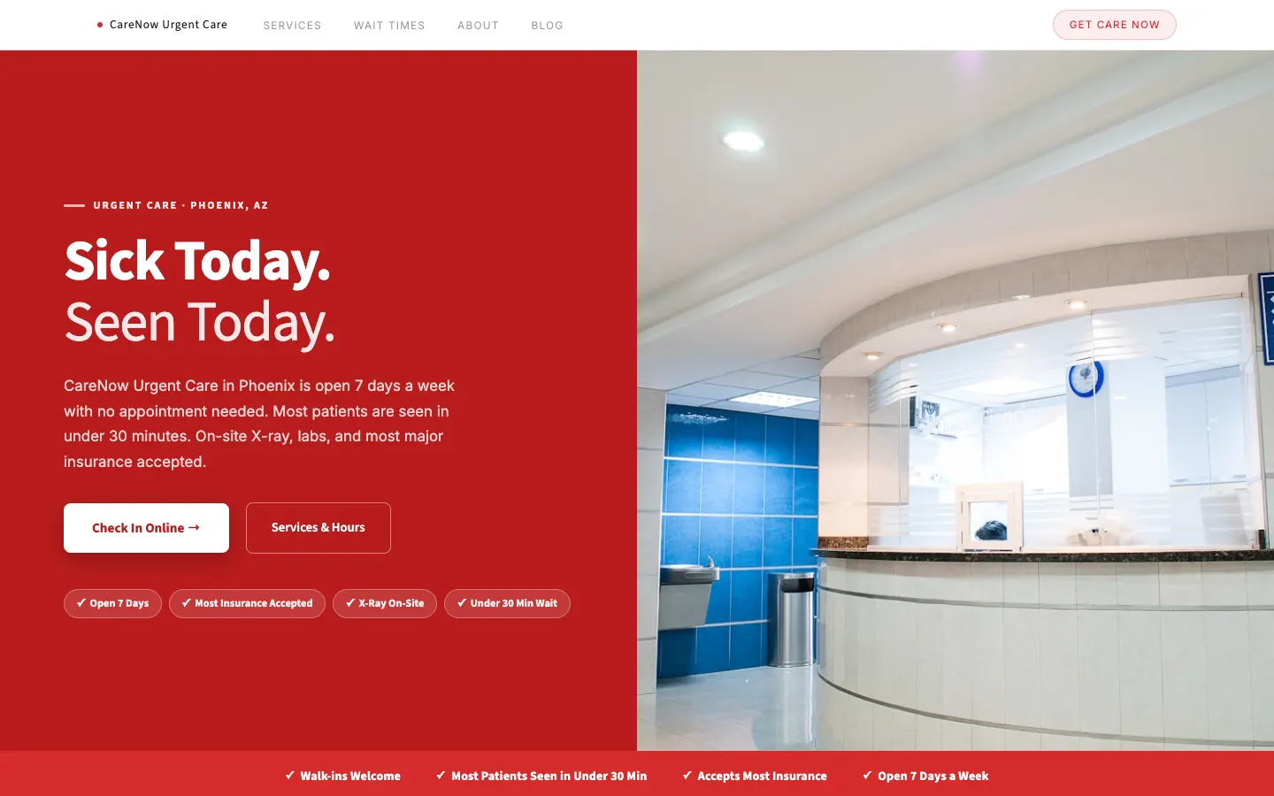 CareNow Urgent Care — headless demo site built on WorkspaceCMS