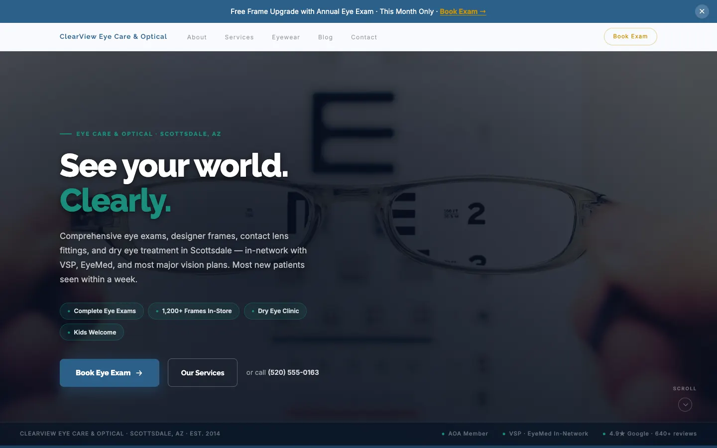 ClearView Eye Care & Optical — headless demo site built on WorkspaceCMS