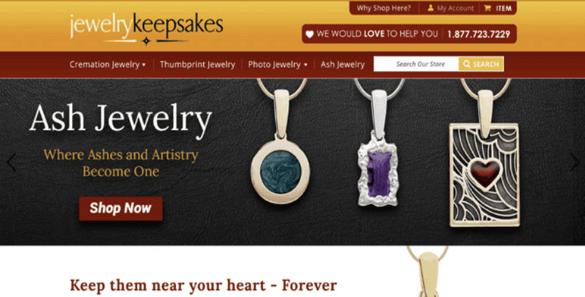 The Jewelry Keepsakes storefront