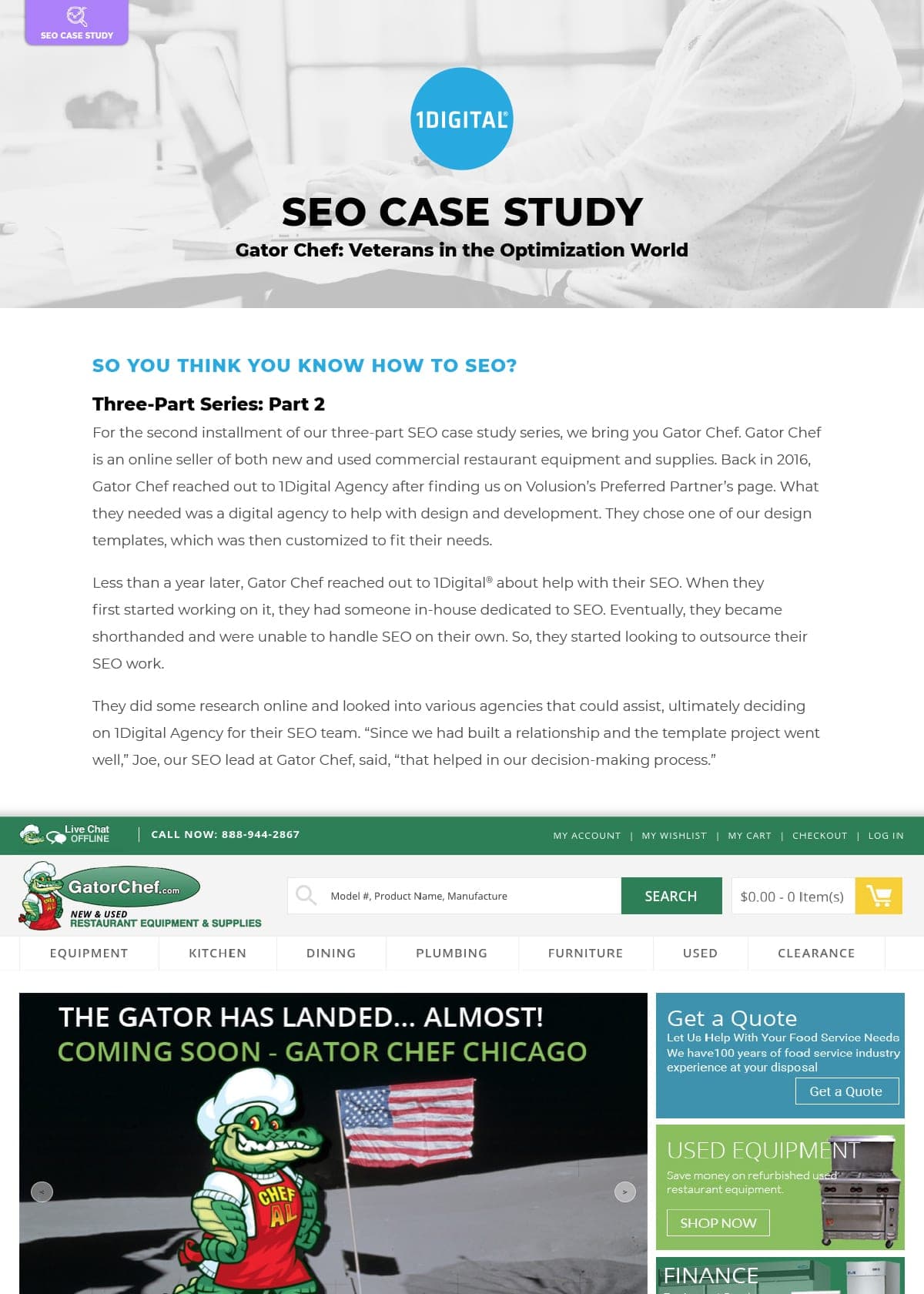 First page of the case study Gator Chef: Veterans in the Optimization World
