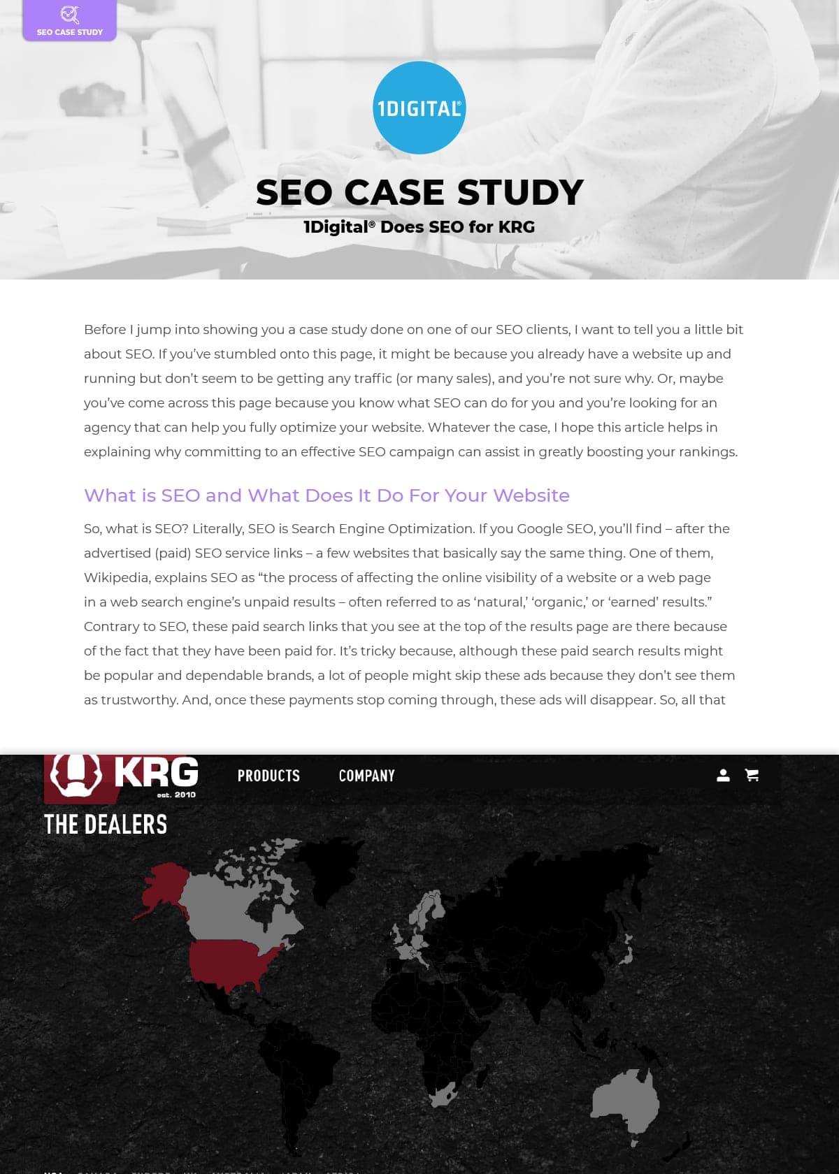 First page of the case study 1Digital® Does SEO for KRG