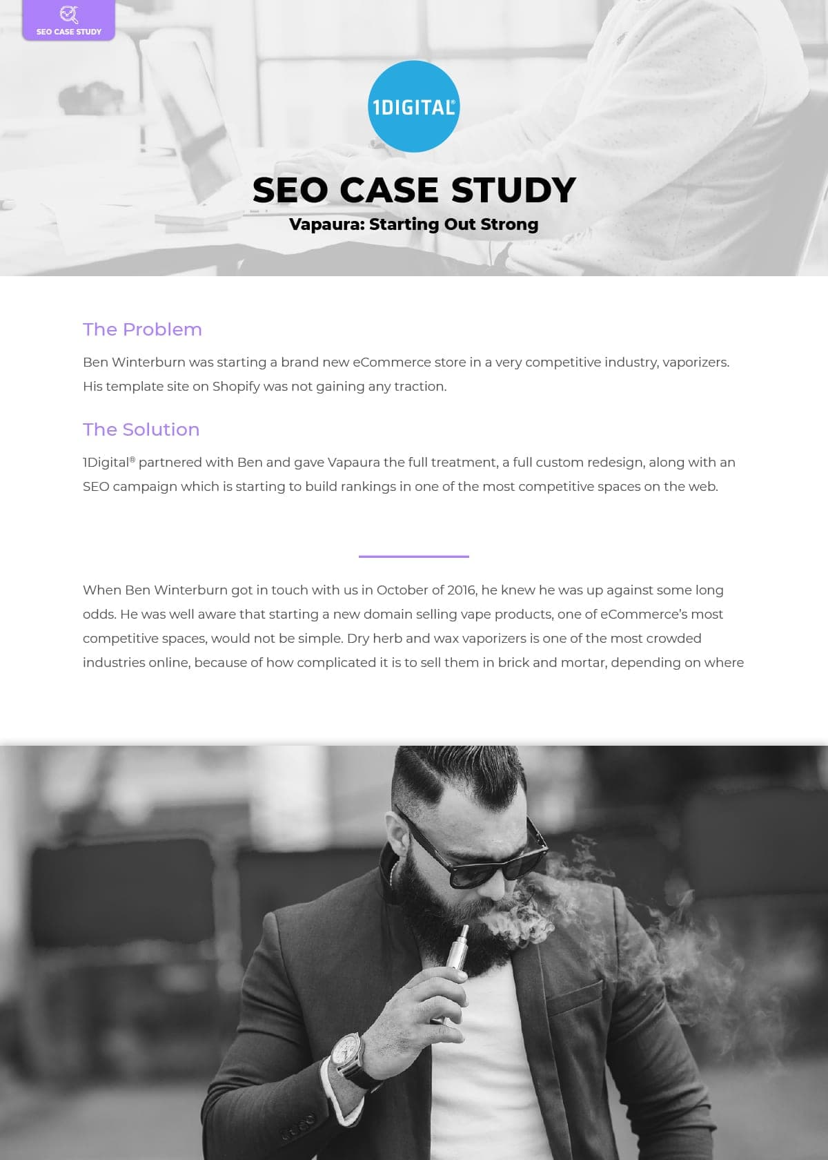 First page of the case study Vapaura: Starting Out Strong