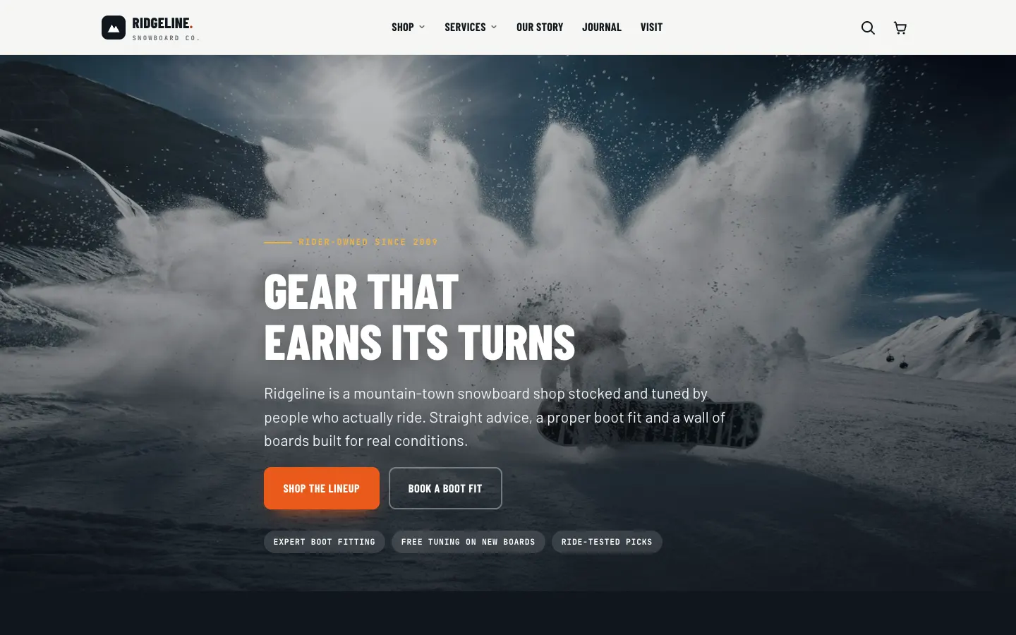 Ridgeline Board Co. demo store home page