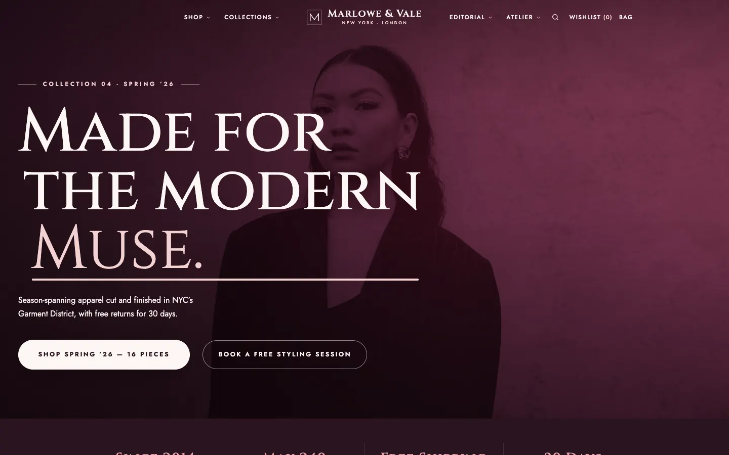 Marlowe & Vale demo storefront home page