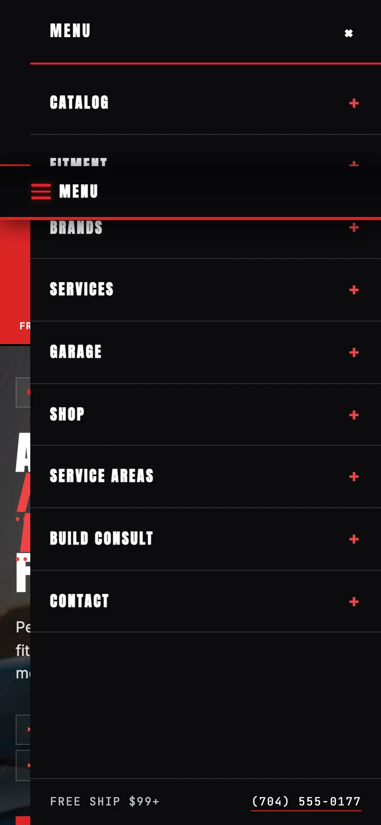 Apex Performance, a auto parts demo store built on WorkspaceCMS, on a phone