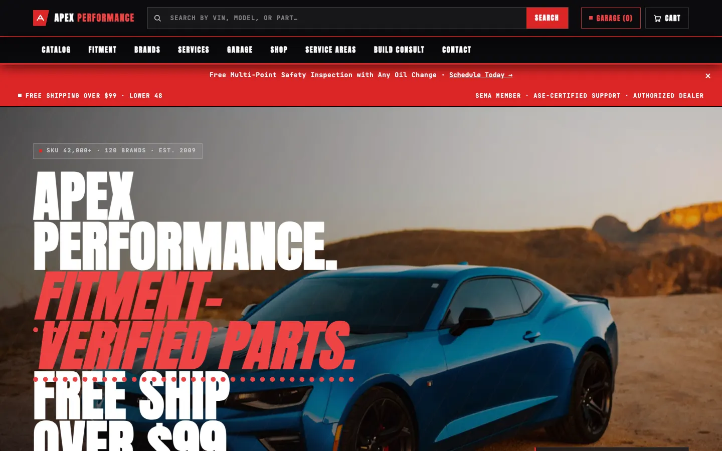 Apex Performance, a auto parts demo store built on WorkspaceCMS