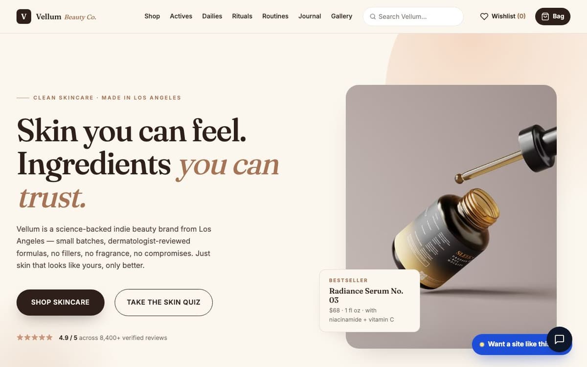 Beauty website demo built on WorkspaceCMS.ai