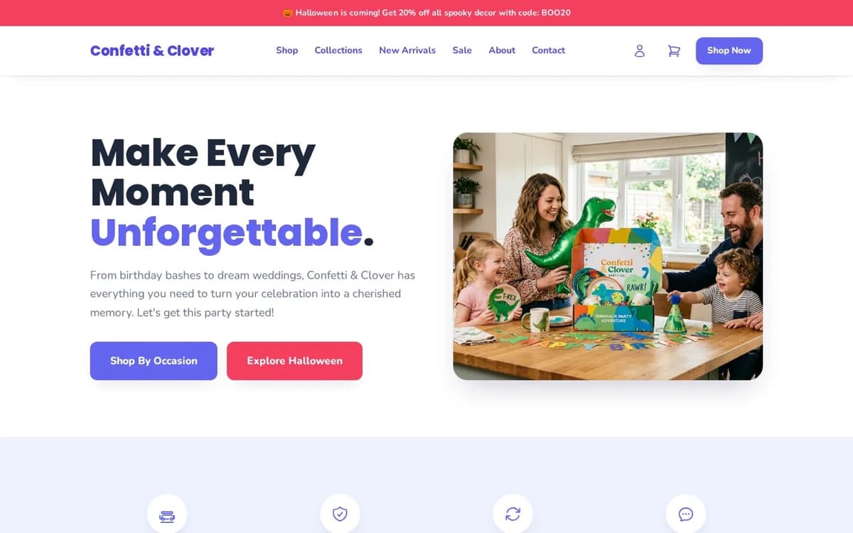 Party Supplies website demo built on WorkspaceCMS.ai
