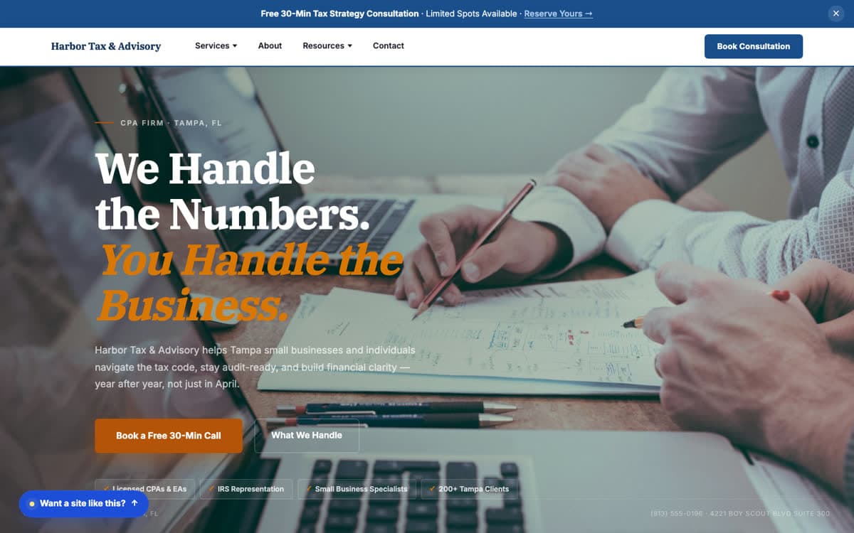 Accounting & CPA Firms website demo built on WorkspaceCMS.ai