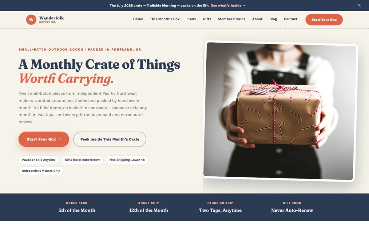 Subscription Box website demo built on WorkspaceCMS.ai