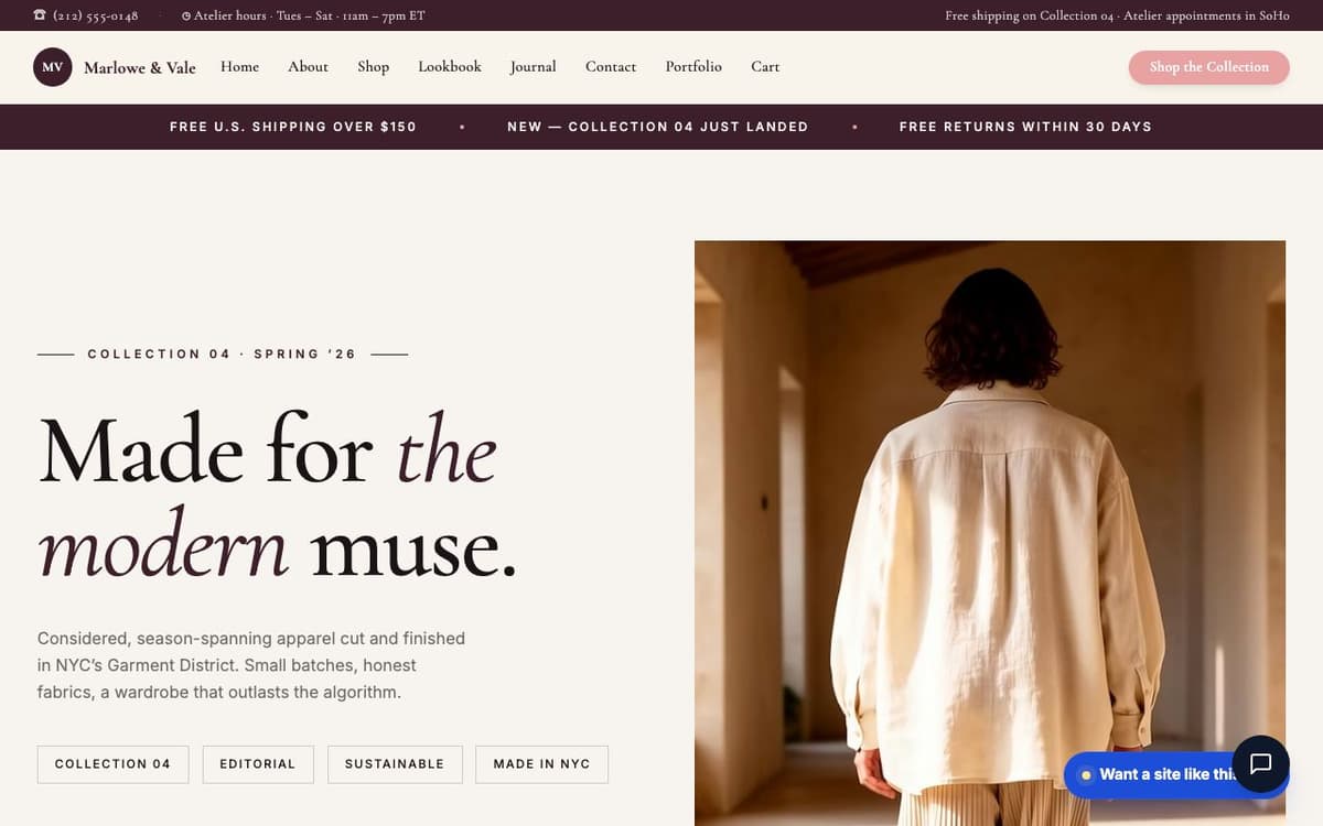 Designer Clothing website demo built on WorkspaceCMS.ai