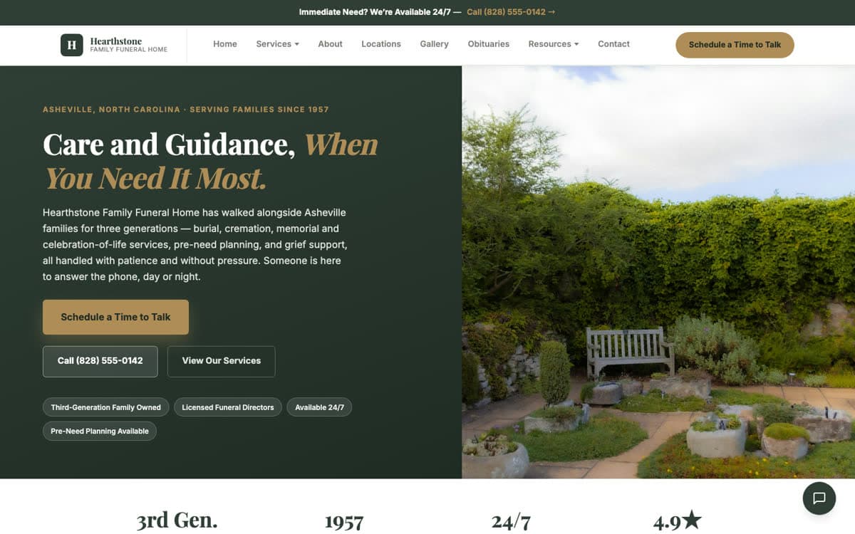 Funeral Homes & Cremation Services website demo built on WorkspaceCMS.ai