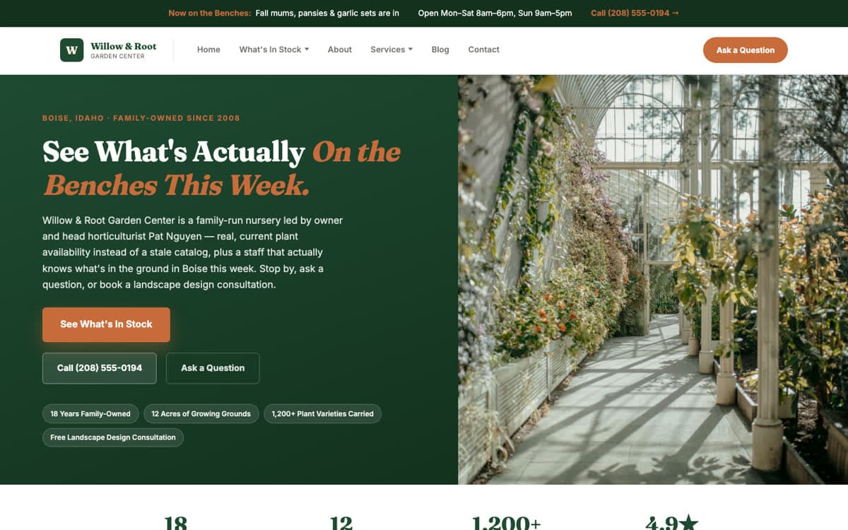 Gardening website demo built on WorkspaceCMS.ai
