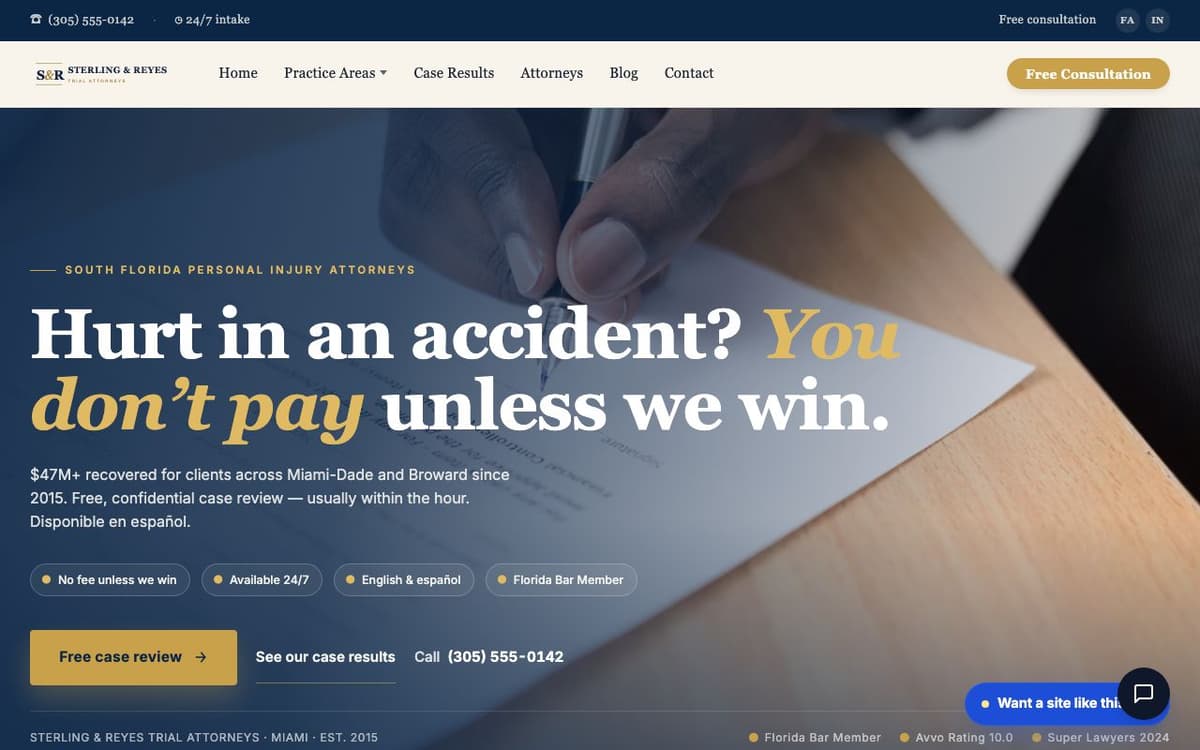 Legal website demo built on WorkspaceCMS.ai