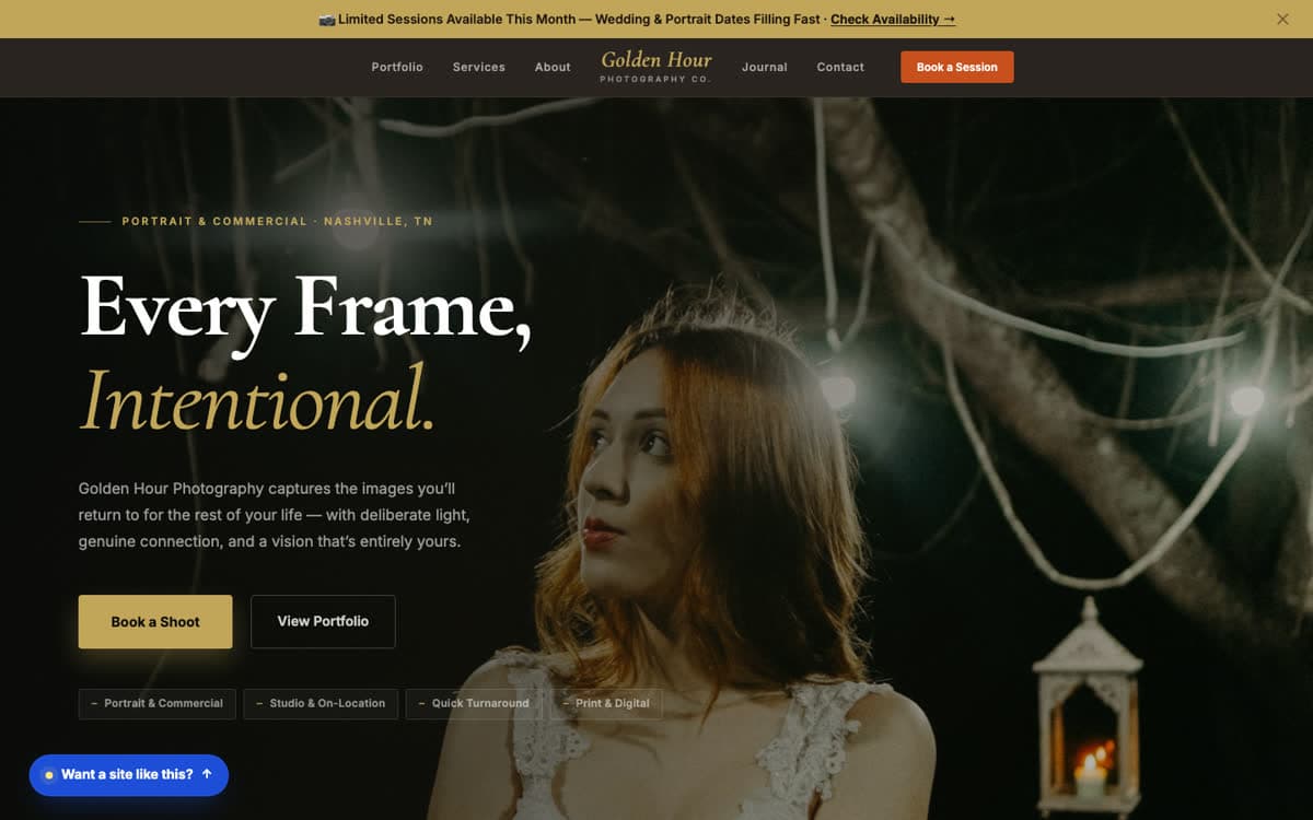 Photography Studios website demo built on WorkspaceCMS.ai