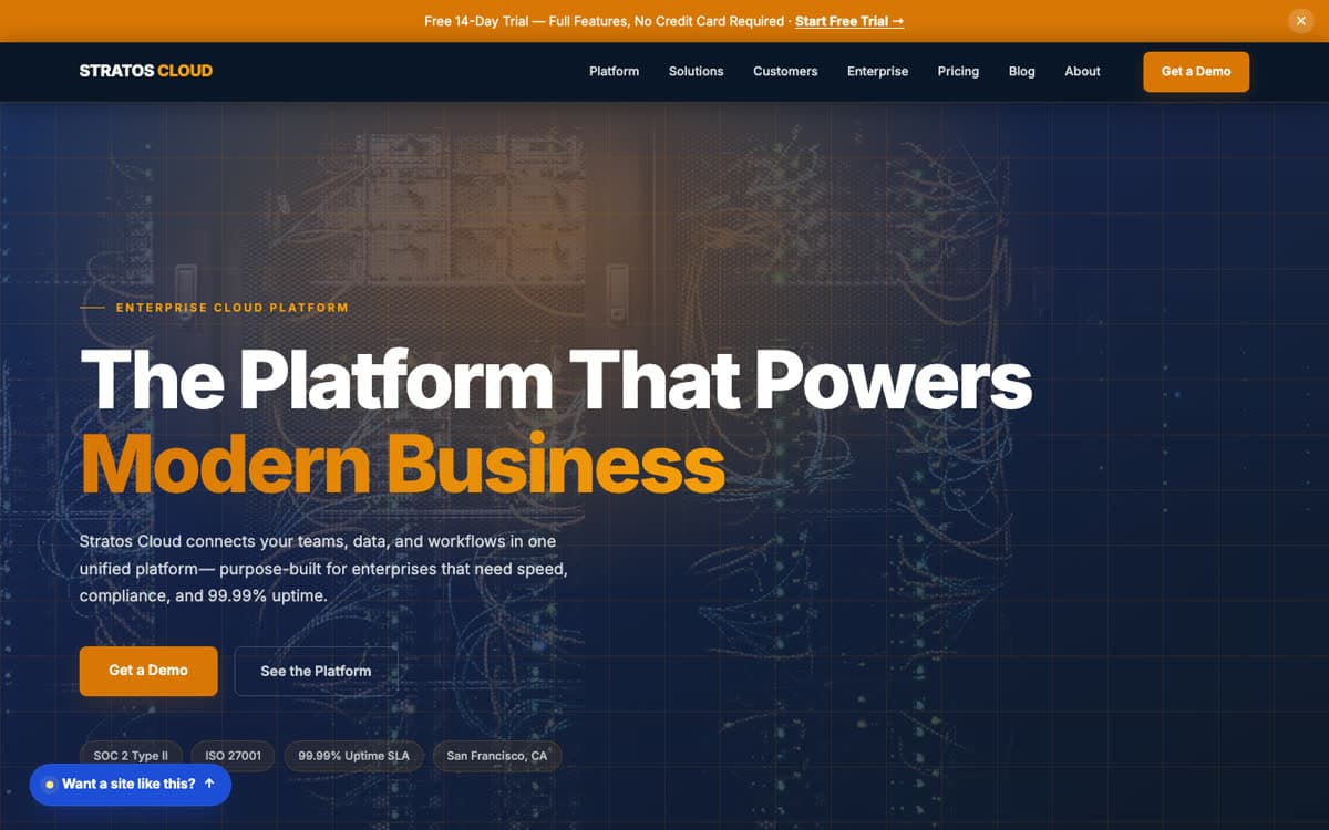 Cybersecurity Firms website demo built on WorkspaceCMS.ai