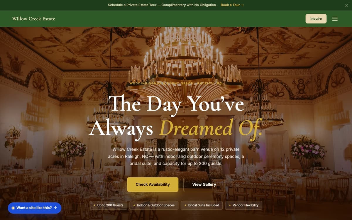 Bridal website demo built on WorkspaceCMS.ai