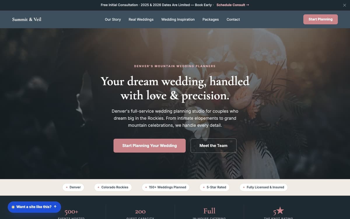 Wedding website demo built on WorkspaceCMS.ai