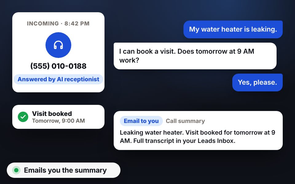 AI receptionist answering a customer phone call