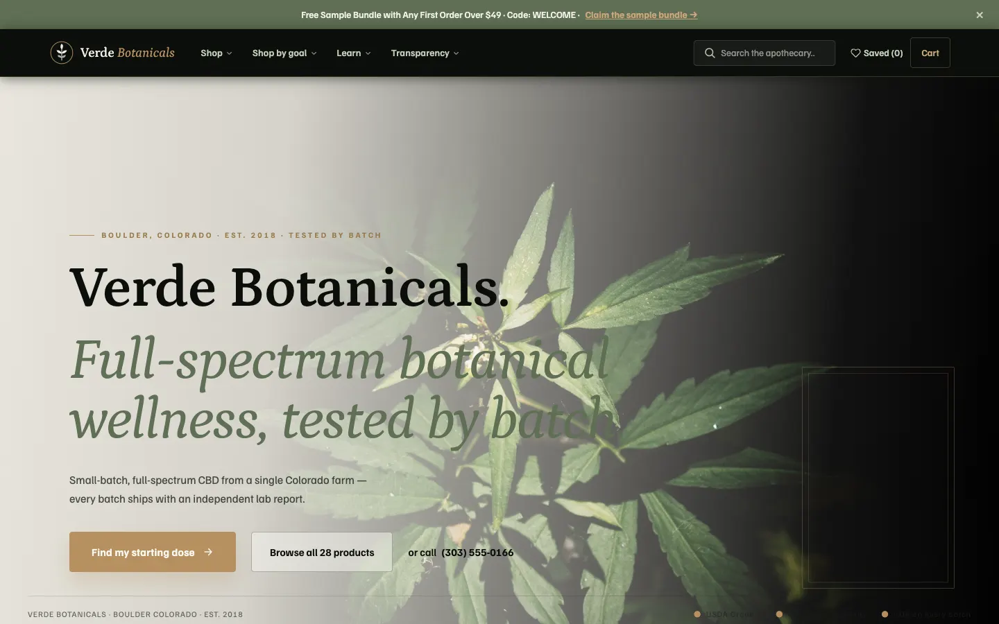 An example storefront with live products and prices