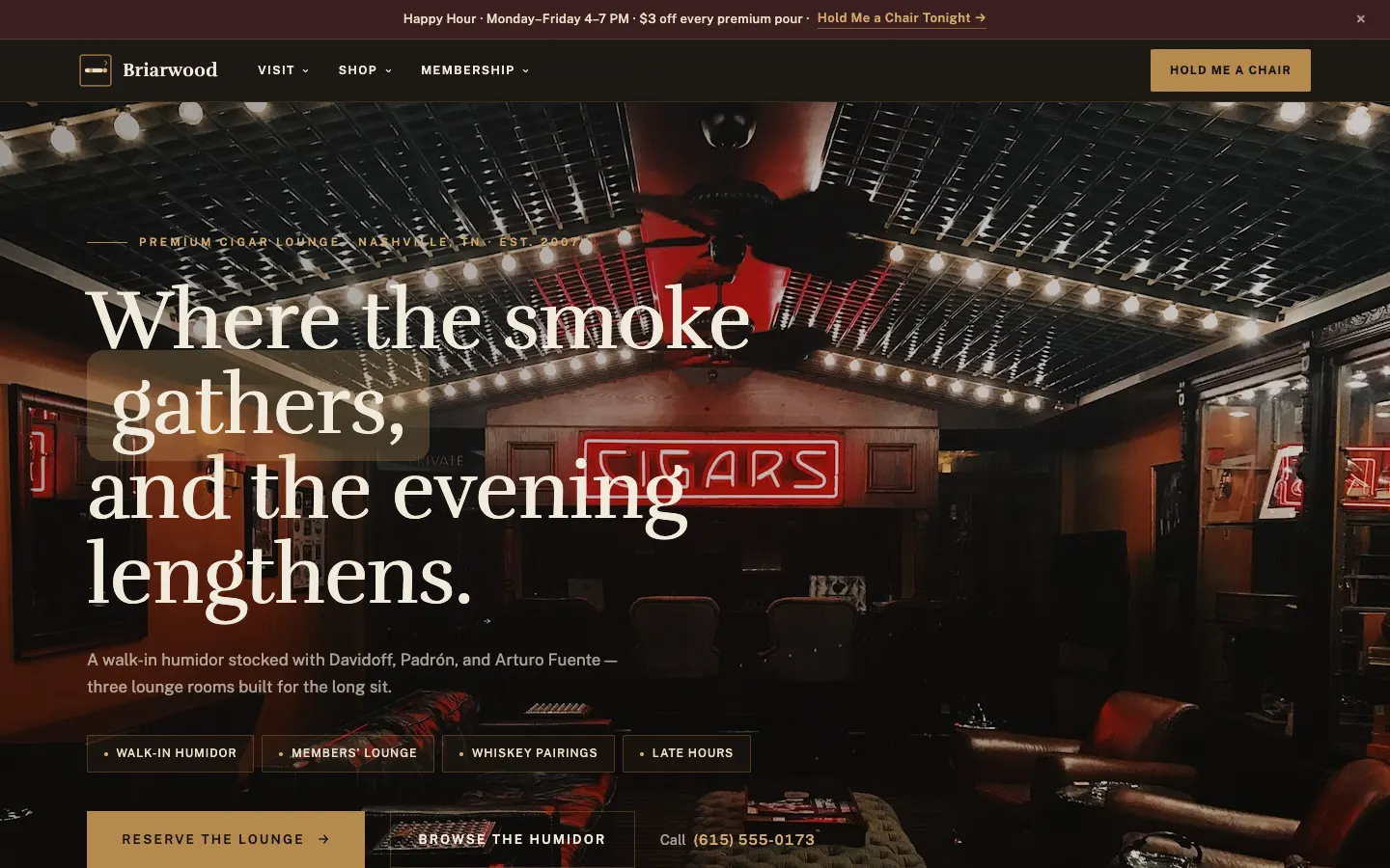An example cigar storefront designed on WorkspaceCMS