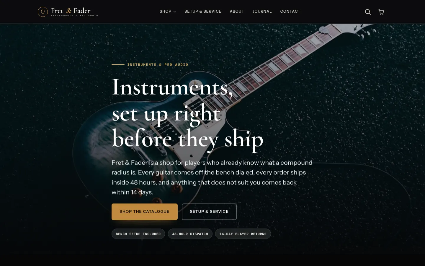 An example music gear storefront